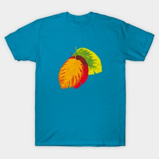 Falling leaves on blue T-Shirt